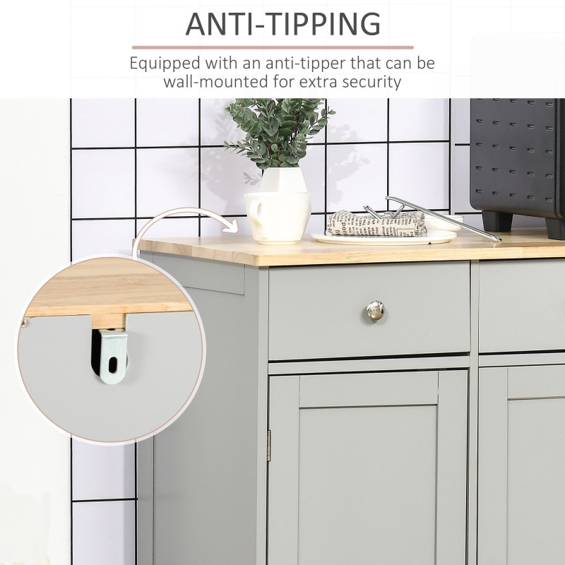 Modern Sideboard, Buffet Cabinet with Storage Cabinets, Drawers and Adjustable Shelves for Living Room, Grey