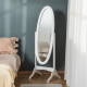 Floor Standing Mirror Full Length Mirror with Adjustable Angle Oval Frame for Dressing Room Bedroom Living Room White