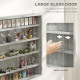 5-Tier Display Cabinet, Shot Glass Display Case, Glass Curio Cabinet with 2 Glass Doors and 4 Adjustable Shelves, Grey