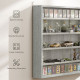 5-Tier Display Cabinet, Shot Glass Display Case, Glass Curio Cabinet with 2 Glass Doors and 4 Adjustable Shelves, Grey