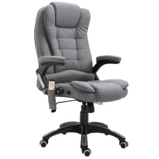 6 Point Vibrating Massage Home Office Chair High Back Executive Chair with Reclining Back, Swivel Wheels, Grey