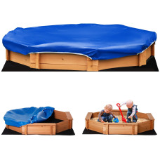 Kids Sandbox with Cover and Seat, Outdoor Children Sand Playset for Backyard, Boys and Girls, Red, 55