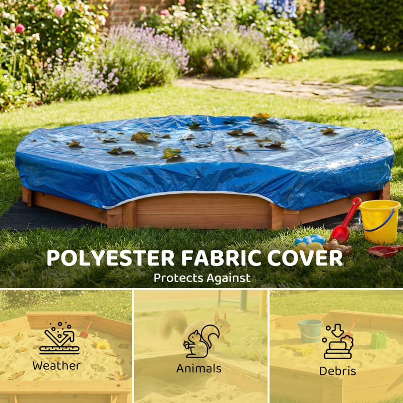 Kids Sandbox with Cover and Seat, Outdoor Children Sand Playset for Backyard, Boys and Girls, Red, 55