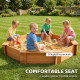 Kids Sandbox with Cover and Seat, Outdoor Children Sand Playset for Backyard, Boys and Girls, Red, 55