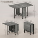Folding Dining Table, Extendable Kitchen Table for Small Spaces with Storage Shelf and 6 Wheels, Distressed Grey