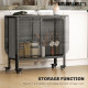 Folding Dining Table, Extendable Kitchen Table for Small Spaces with Storage Shelf and 6 Wheels, Distressed Grey