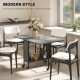 Folding Dining Table, Extendable Kitchen Table for Small Spaces with Storage Shelf and 6 Wheels, Distressed Grey