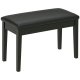 Classic Piano Bench Stool, PU Leather Padded Keyboard Seat with Rubber Wood Legs and Music Storage Compartment, Smooth Seat, Black