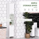 Tall Bathroom Vanities, Narrow Bathroom Cabinets with 2 Doors, Open Compartment and Adjustable Shelves, White