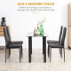 Dining Chairs Set of 4, Modern Accent Chair with High Back, Upholstery Faux Leather and Steel Legs for Living Room, Kitchen, Black