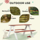 Kids Outdoor Table Set Wooden Toddler Picnic Table and Benches for 4 Kids 3-8 Years, Easy Installation, Natural Wood