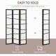 5.6ft Folding Room Divider, 3 Panel Wall Partition with Wood Frame for Bedroom, Home Office, White