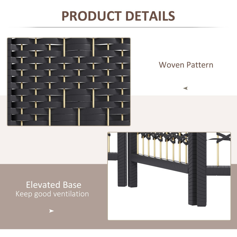 6 Panel Folding Room Divider, Portable Privacy Screen, Wave Fiber Room Partition for Home Office, Black