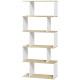 5-Tier Bookshelf, Geometric S Shaped Bookcase, Tall Narrow Display Shelf for for Living Room, Study Room, White