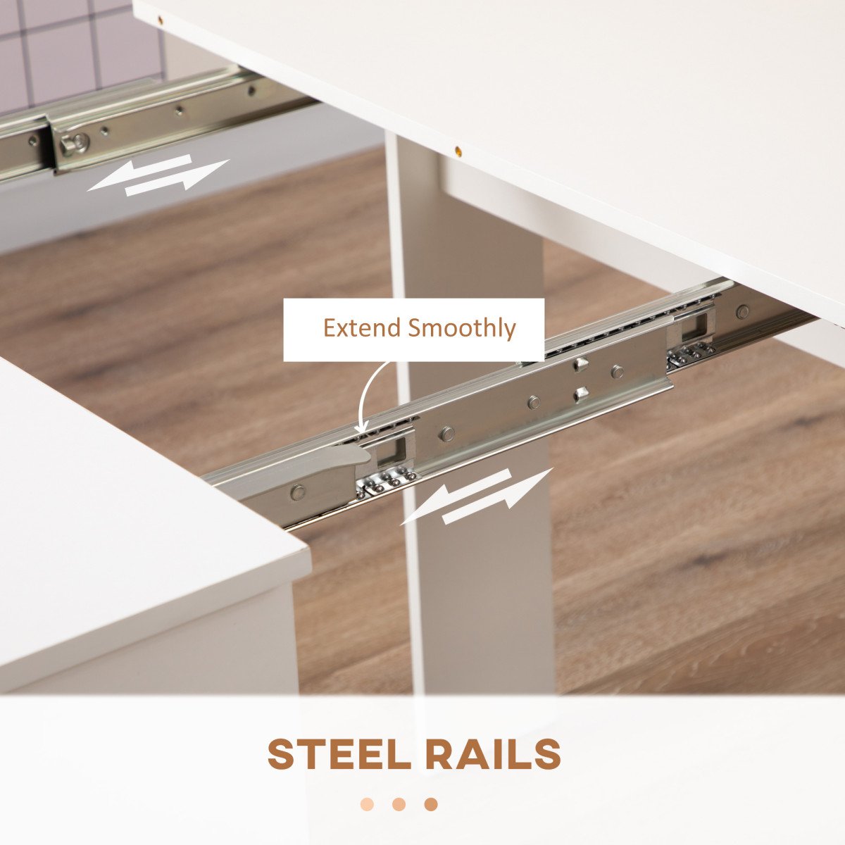 Extendable Dining Table, Expandable Kitchen Table for Small Spaces, Seats up to 6 People, White