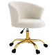 Armless Office Chair, Fluffy Computer Desk Chair with Adjustable Height, Swivel Wheels, Mid Back, Gold
