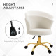 Armless Office Chair, Fluffy Computer Desk Chair with Adjustable Height, Swivel Wheels, Mid Back, Gold