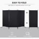6' 3 Panel Room Divider, Double Hinged Folding Wall Divider, Indoor Privacy Screen for Home Office,  Charcoal Grey