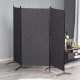 6' 3 Panel Room Divider, Double Hinged Folding Wall Divider, Indoor Privacy Screen for Home Office,  Charcoal Grey