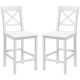 Counter Height Stools Set of 2, Farmhouse Bar Stools with Backs, Solid Wood Counter Stools for Kitchen Island White