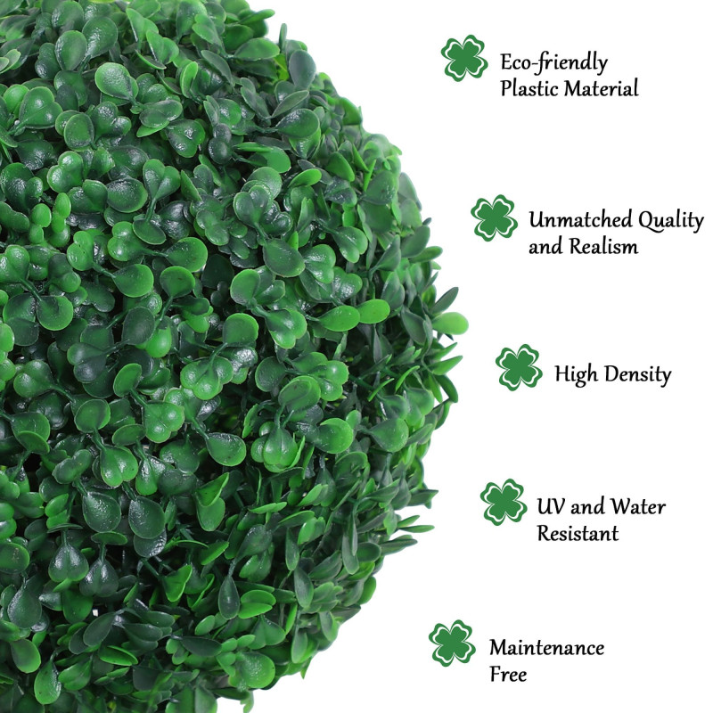 Set of 2 Artificial Ball Boxwood Topiary Trees, 44.1