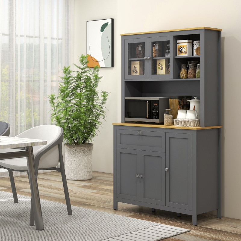 5-Door Kitchen Pantry Cabinet, Freestanding Storage Cabinet Cupboard with Adjustable Shelves, 71