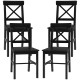 Wooden Dining Chairs Set of 4, Kitchen Chairs with Cross Back, Solid Structure for Living Room and Dining Room, Black