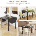 Solid Wood Kitchen Table, Drop Leaf Tables for Small Spaces, Folding Dining Table, Black