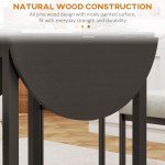 Solid Wood Kitchen Table, Drop Leaf Tables for Small Spaces, Folding Dining Table, Black