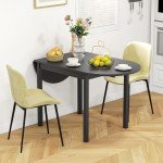 Solid Wood Kitchen Table, Drop Leaf Tables for Small Spaces, Folding Dining Table, Black