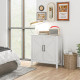Sideboard Buffet, Kitchen Storage Cabinet with Barn Door and Adjustable Shelves, Storage Pantry, White Wood Grain