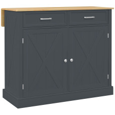 Kitchen Island with Drop Leaf, Rolling Kitchen Cart with 2 Drawers, Adjustable Shelves and Wood Countertop, Dark Grey
