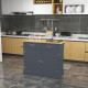 Kitchen Island with Drop Leaf, Rolling Kitchen Cart with 2 Drawers, Adjustable Shelves and Wood Countertop, Dark Grey