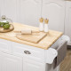 Kitchen Island With Storage Rolling Kitchen Serving Cart with Rubber Wood Top Towel Rack Storage Drawer Cabinet, White