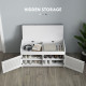 Entryway Bench with Cushion, Hidden Storage, Adjustable Shelves and Shutter Doors, 35.4