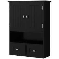 Medicine Cabinet, Bathroom Wall Cabinet with Shelf and Drawers for Hallway, Living Room, Black