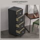 4 Drawer File Cabinet with Lock, Office Filing Cabinet, A4 Letter Size, Hanging File Folders, Black