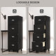 4 Drawer File Cabinet with Lock, Office Filing Cabinet, A4 Letter Size, Hanging File Folders, Black