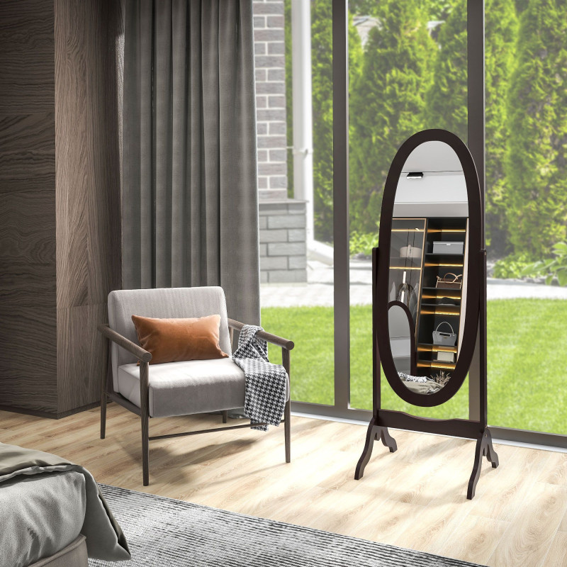 Floor Standing Mirror Full Length Mirror with Adjustable Angle Oval Frame for Dressing Room Bedroom Living Room Coffee
