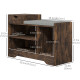 Upholstered Shoe Storage Bench, Hallway Shoe Storage with Seat, Drawer, 3 Open Shelves for Entryway, Rustic Brown