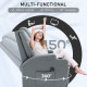 Massage Recliner Chair Leather Swivel Rocker Manual Reclining Chair with 8 Vibration Points, Cup Holders, Light Grey