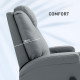 Massage Recliner Chair Leather Swivel Rocker Manual Reclining Chair with 8 Vibration Points, Cup Holders, Light Grey