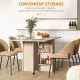 Extendable Dining Table, Collapsible Folding Table w/ 2-tier Shelves and Rolling Casters, Nature Wood
