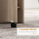 Extendable Dining Table, Collapsible Folding Table w/ 2-tier Shelves and Rolling Casters, Nature Wood