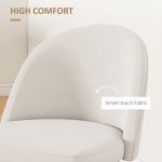 Set of 2 Mid-Back Dining Chair, Mid-Back Velvet-touch Upholstery Kitchen Chair for Living Room Dining Room, Cream White