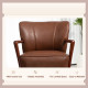 Accent Chair, Modern Armchair, Faux Leather Upholstered Living Room Chair with Wood Legs and Wide Padded Seat, Brown