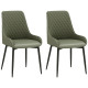 Upholstered Kitchen Chairs, Modern Dining Chairs Set of 2 with Diamond Tufting and Steel Legs for Dining Room, Green