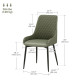 Upholstered Kitchen Chairs, Modern Dining Chairs Set of 2 with Diamond Tufting and Steel Legs for Dining Room, Green