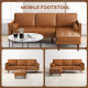 Faux Leather Sectional Sofa Couch L-Shaped Corner Sofa Set with Footstool and 2 Bolster Pillows, Brown