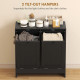 Tilt-Out Laundry Storage Cabinet, Modern Laundry Hamper with 2 Compartments for Bathroom Washroom, Black